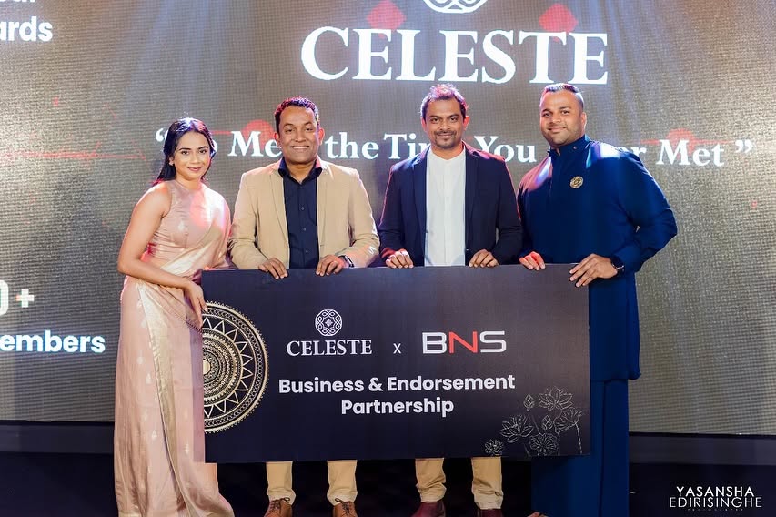 Partnership announcement event with a Celeste and BNS display